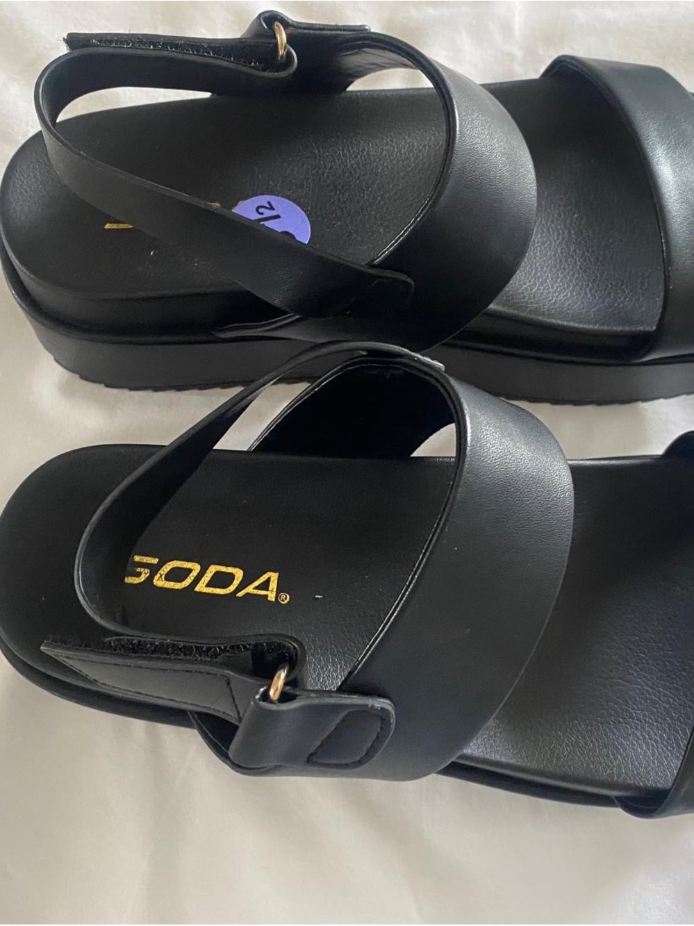 Soda Black Platform Strap Sandals